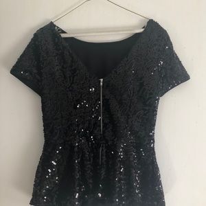 Black sequin peplum shirt